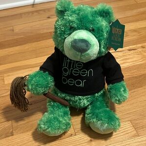 Bloomingdale's Green Plush Bear with Black Sweater